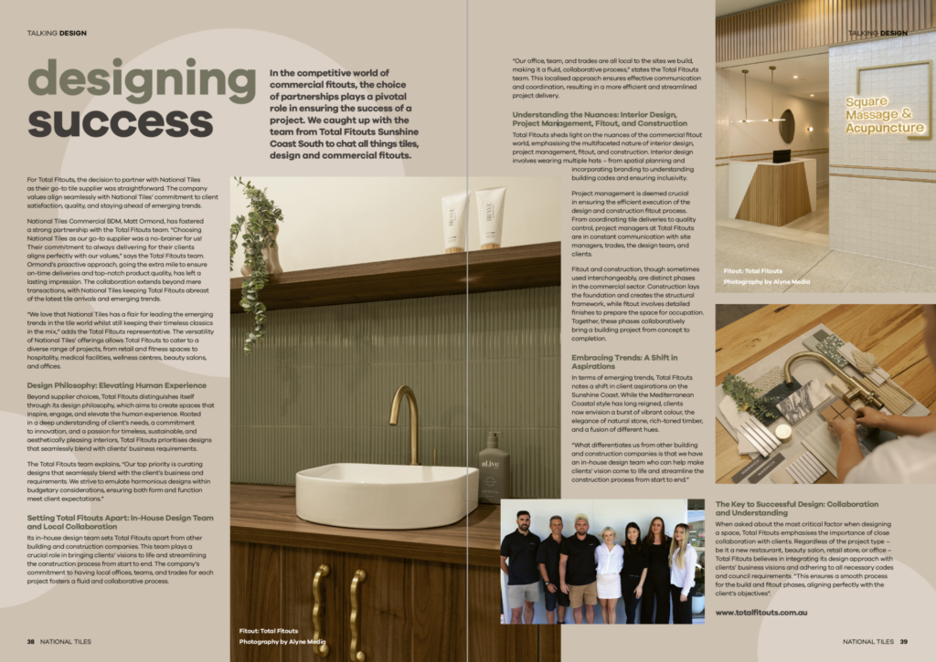 National Tiles magazine featuring Total Fitouts Sunshine Coast South